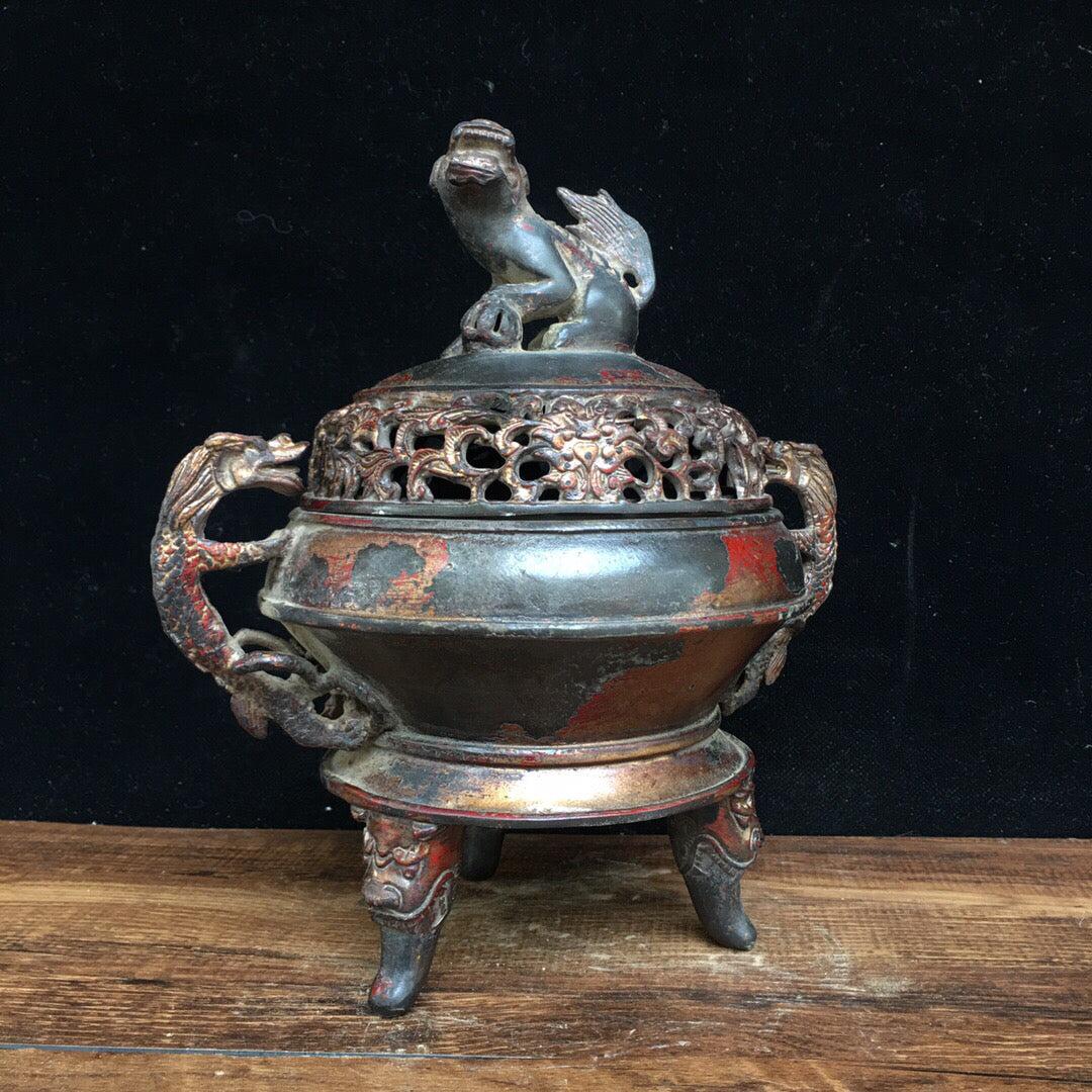 Chinese antique pure copper incense burner