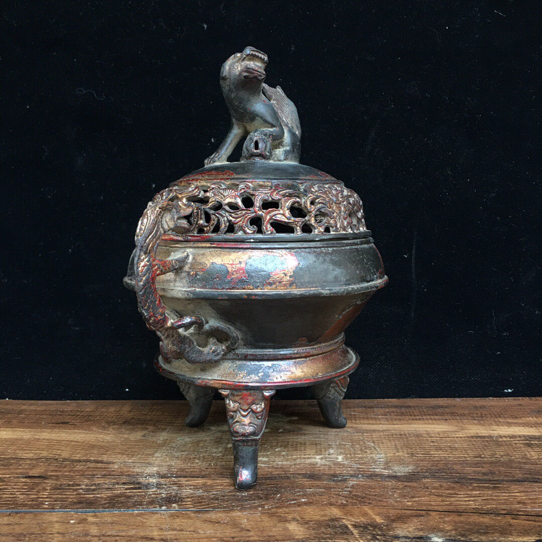 Chinese antique pure copper incense burner