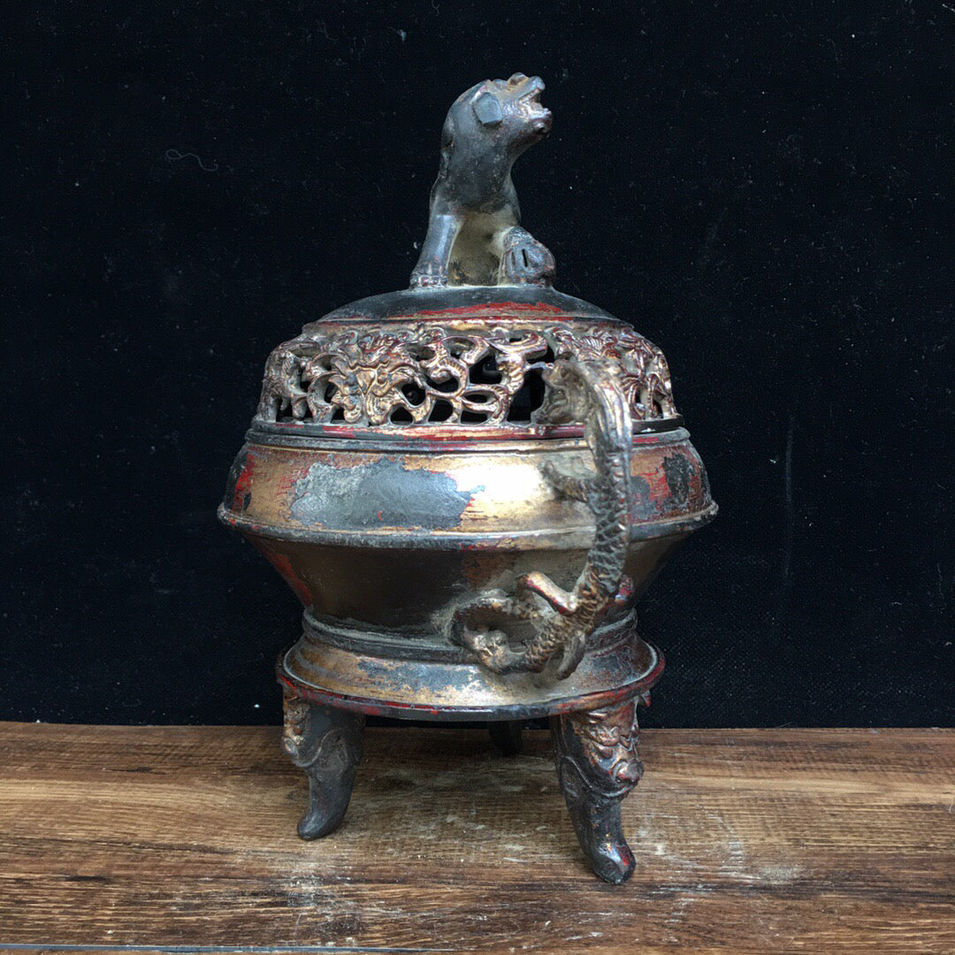 Chinese antique pure copper incense burner