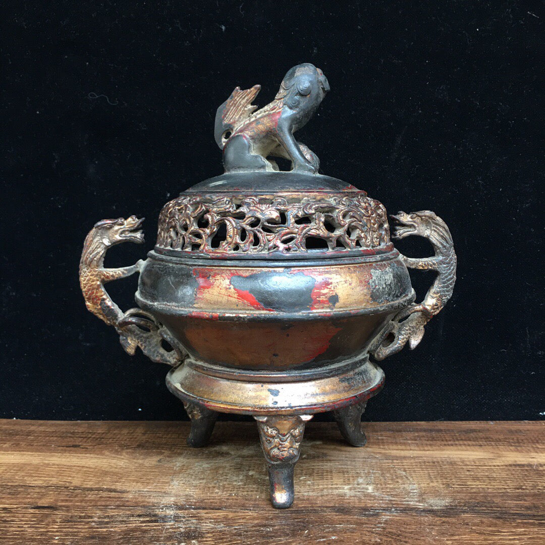 Chinese antique pure copper incense burner