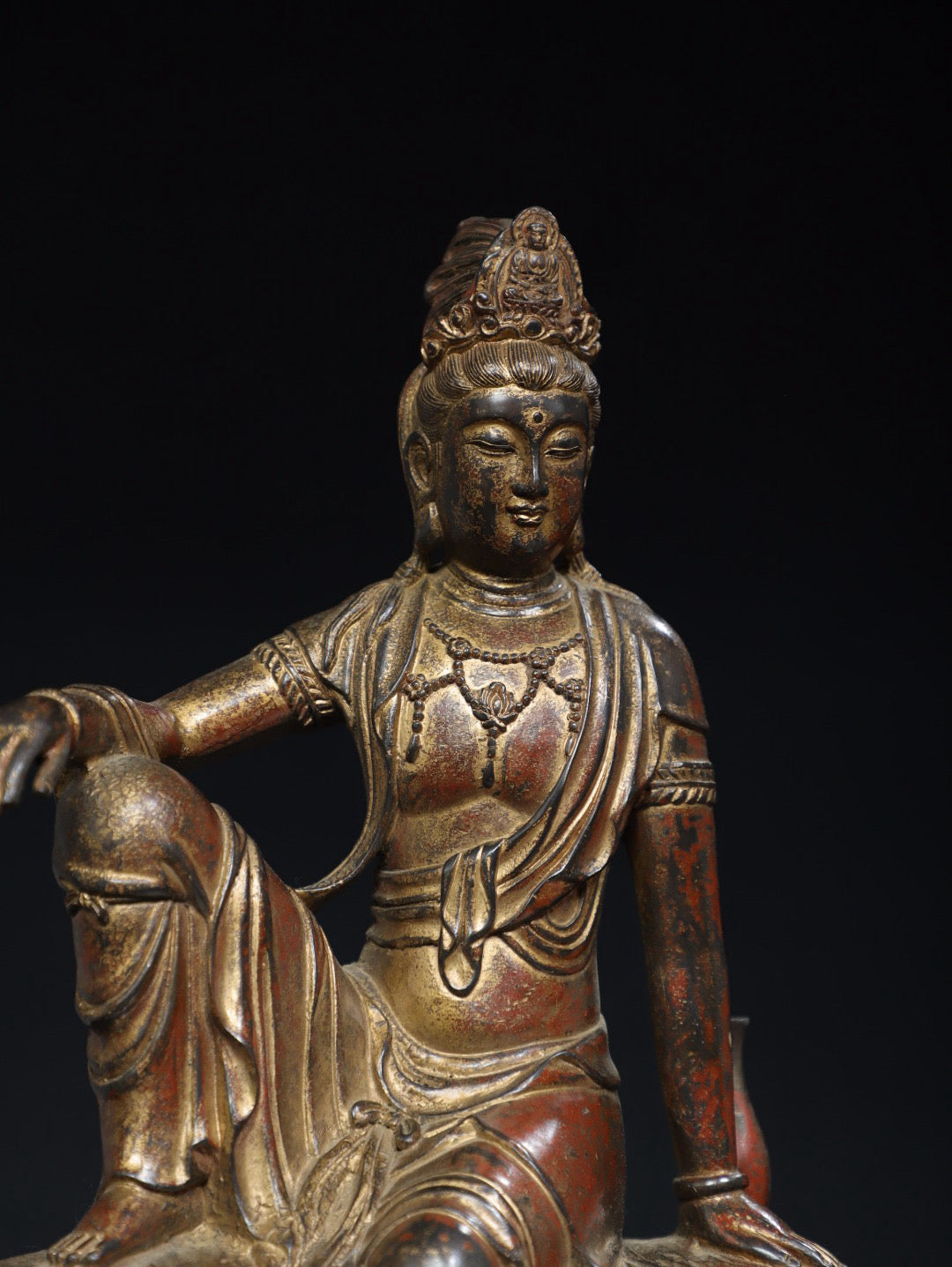 Chinese antique pure copper cloisonne Buddha statue