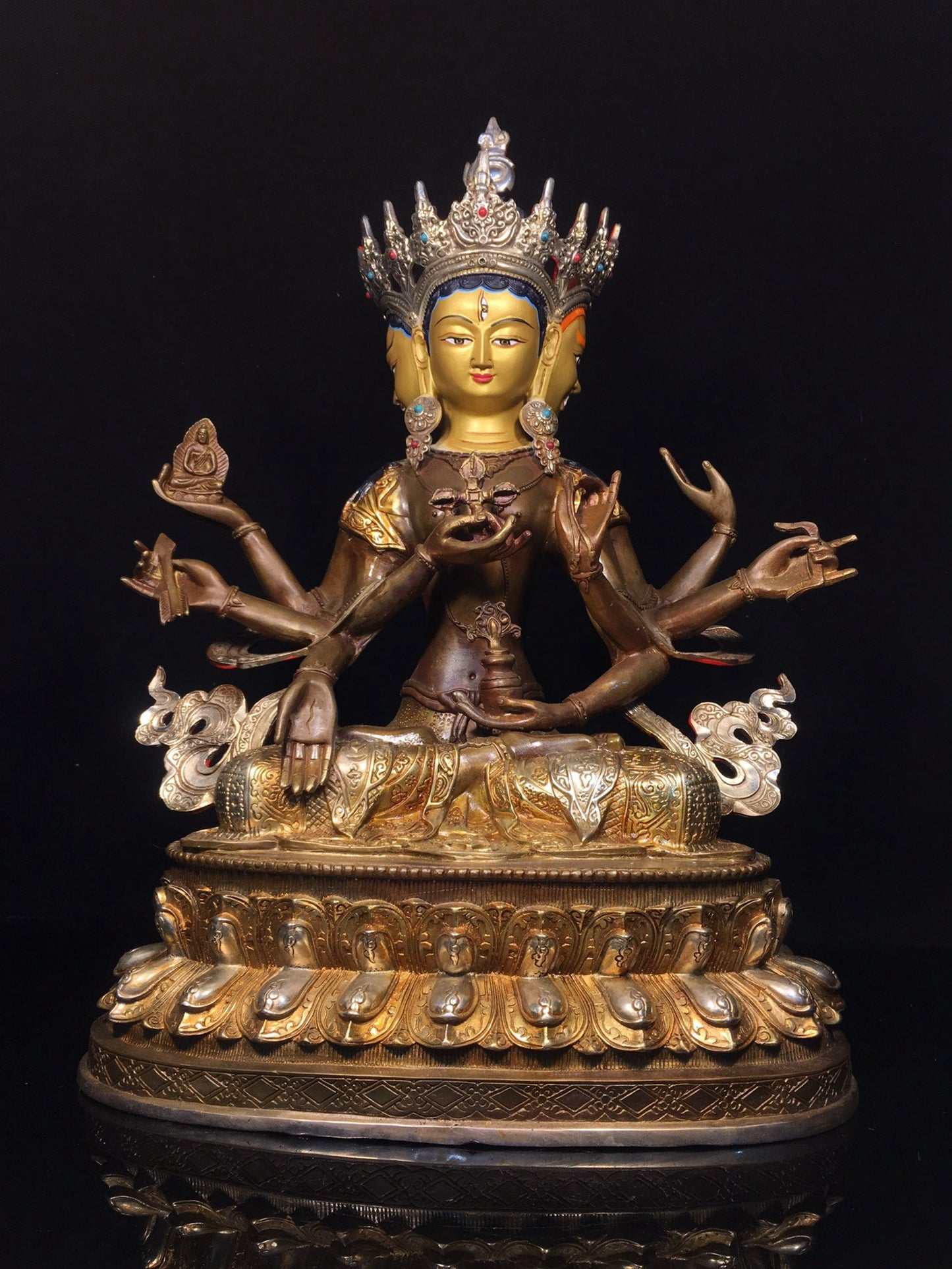 Bronze gilded statue of venerable Buddha Mother Buddha