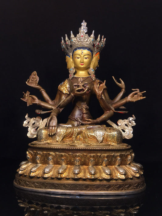 Bronze gilded statue of venerable Buddha Mother Buddha