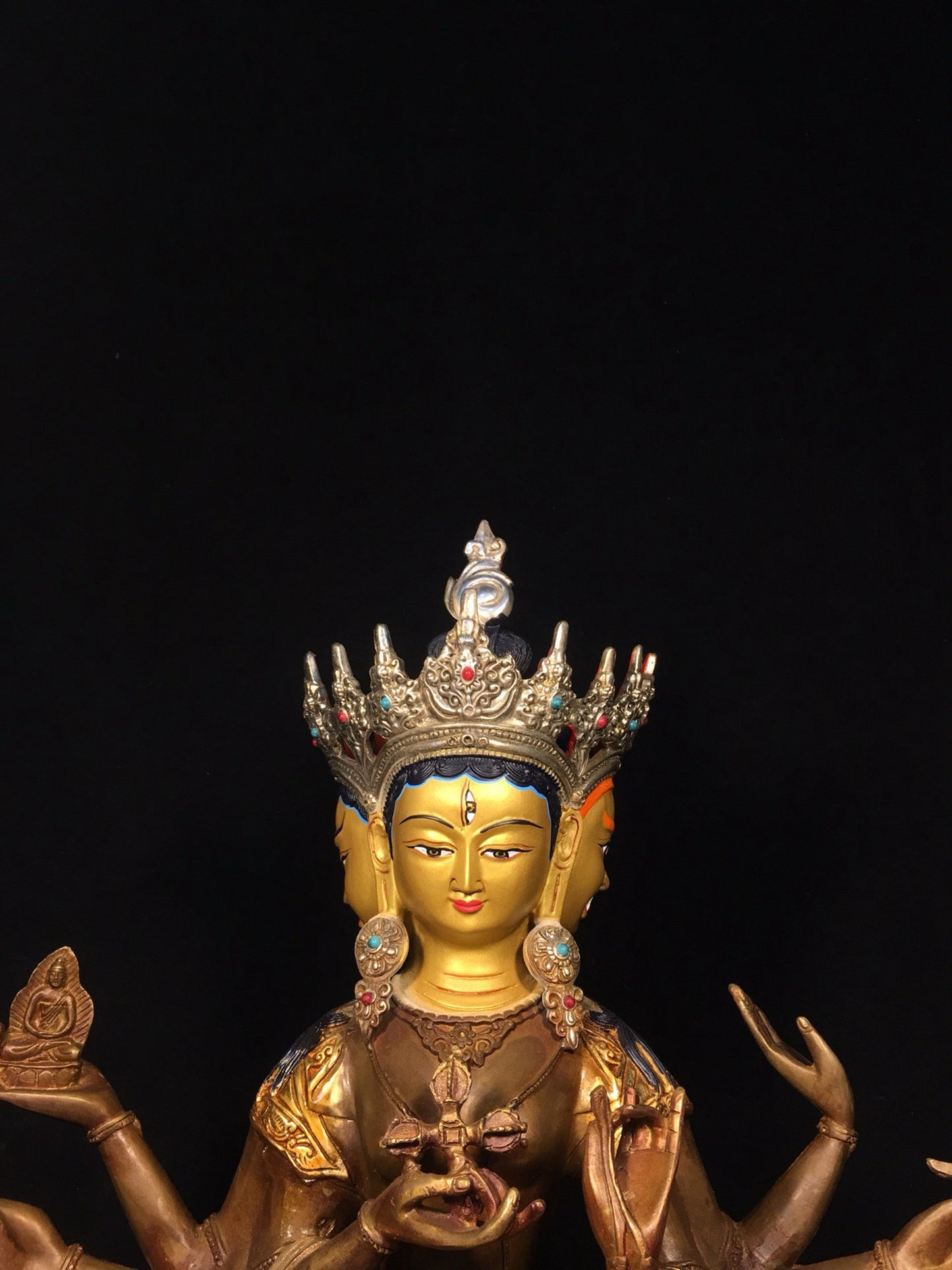 Bronze gilded statue of venerable Buddha Mother Buddha