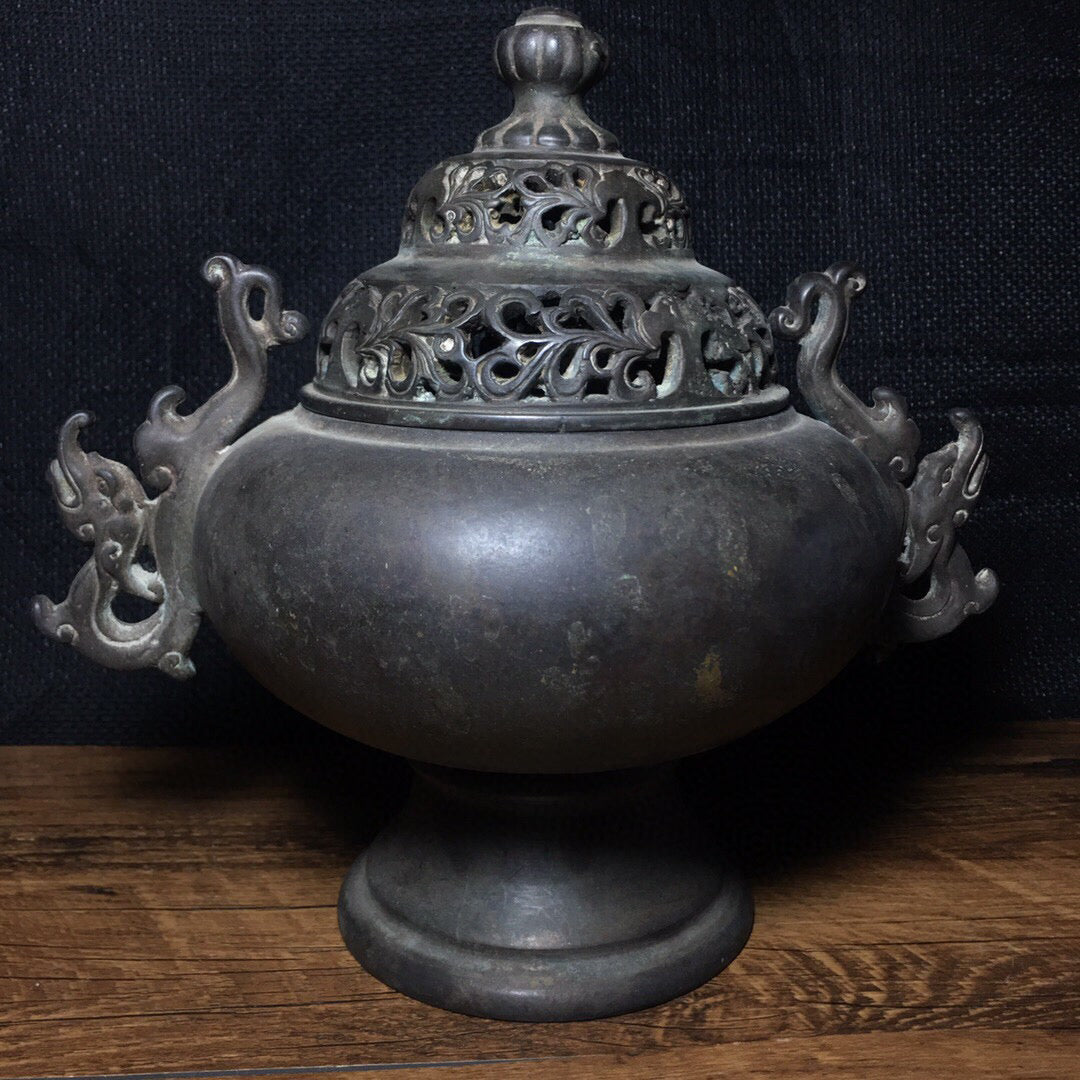 Chinese antique pure copper incense burner