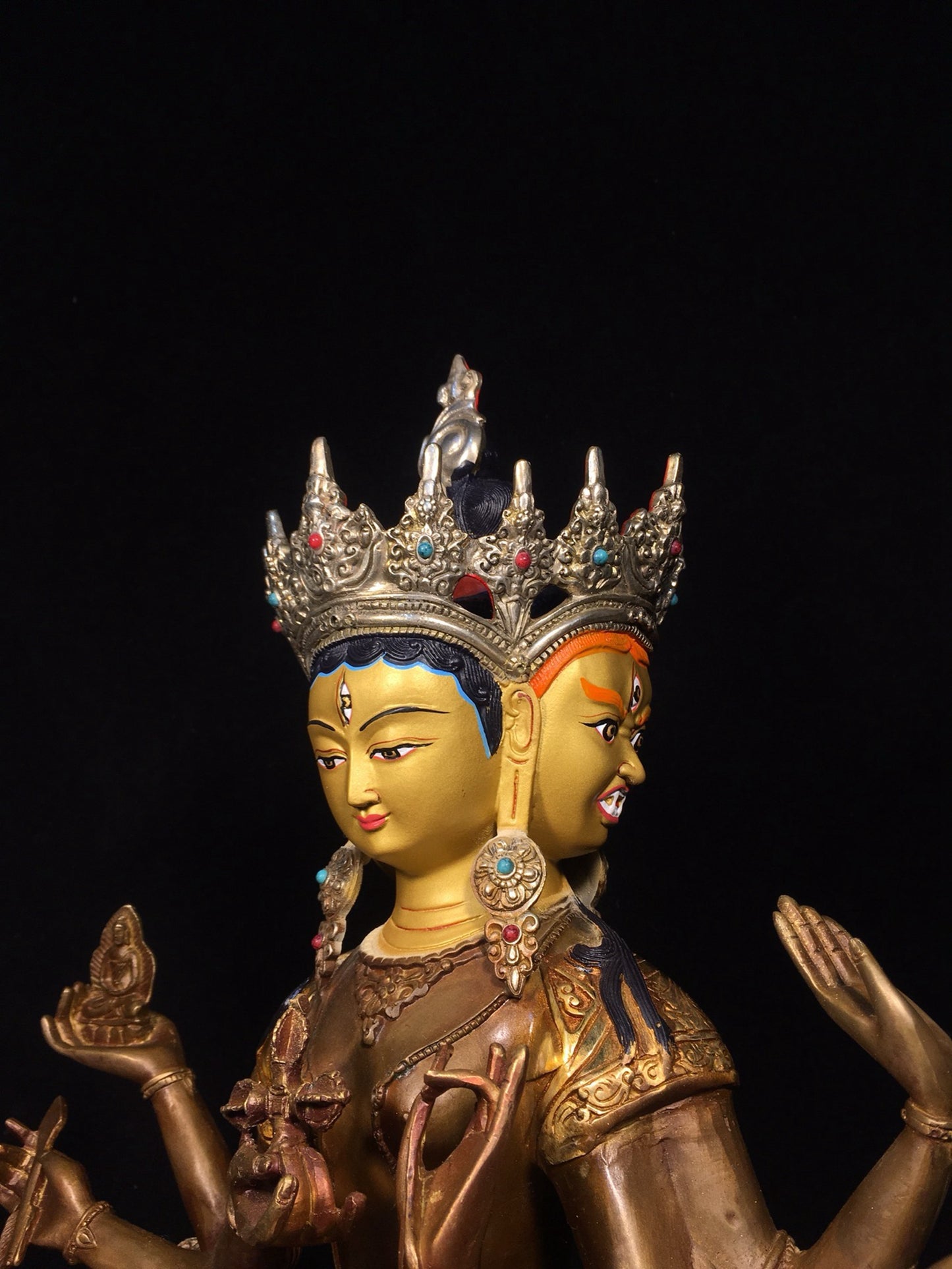Bronze gilded statue of venerable Buddha Mother Buddha
