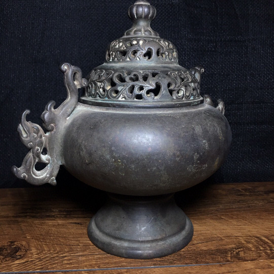 Chinese antique pure copper incense burner