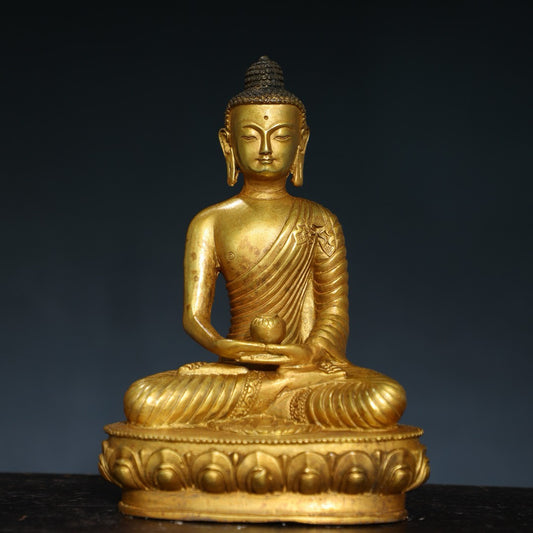Chinese antique pure copper statue of Shakyamuni Buddha