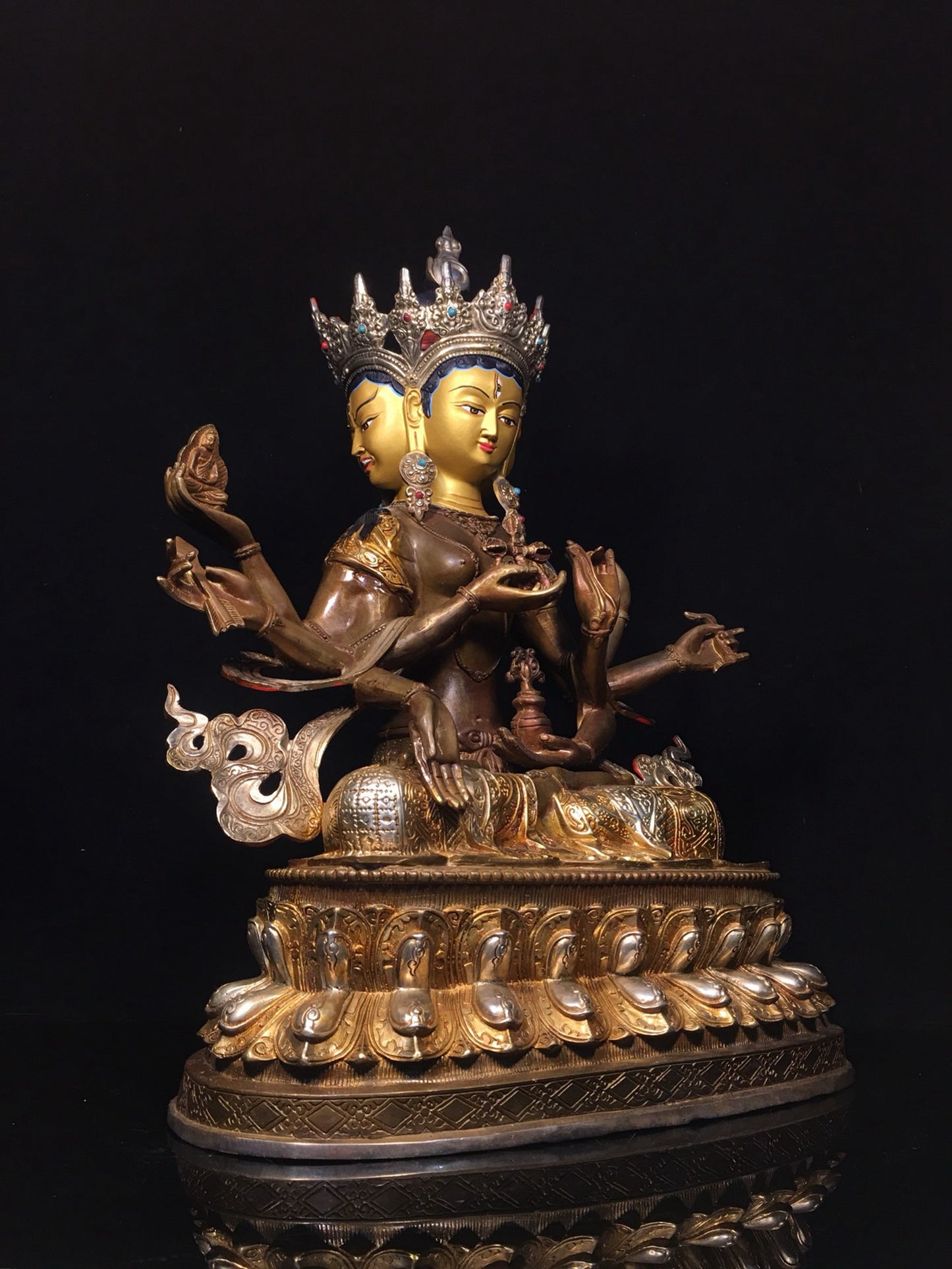 Bronze gilded statue of venerable Buddha Mother Buddha