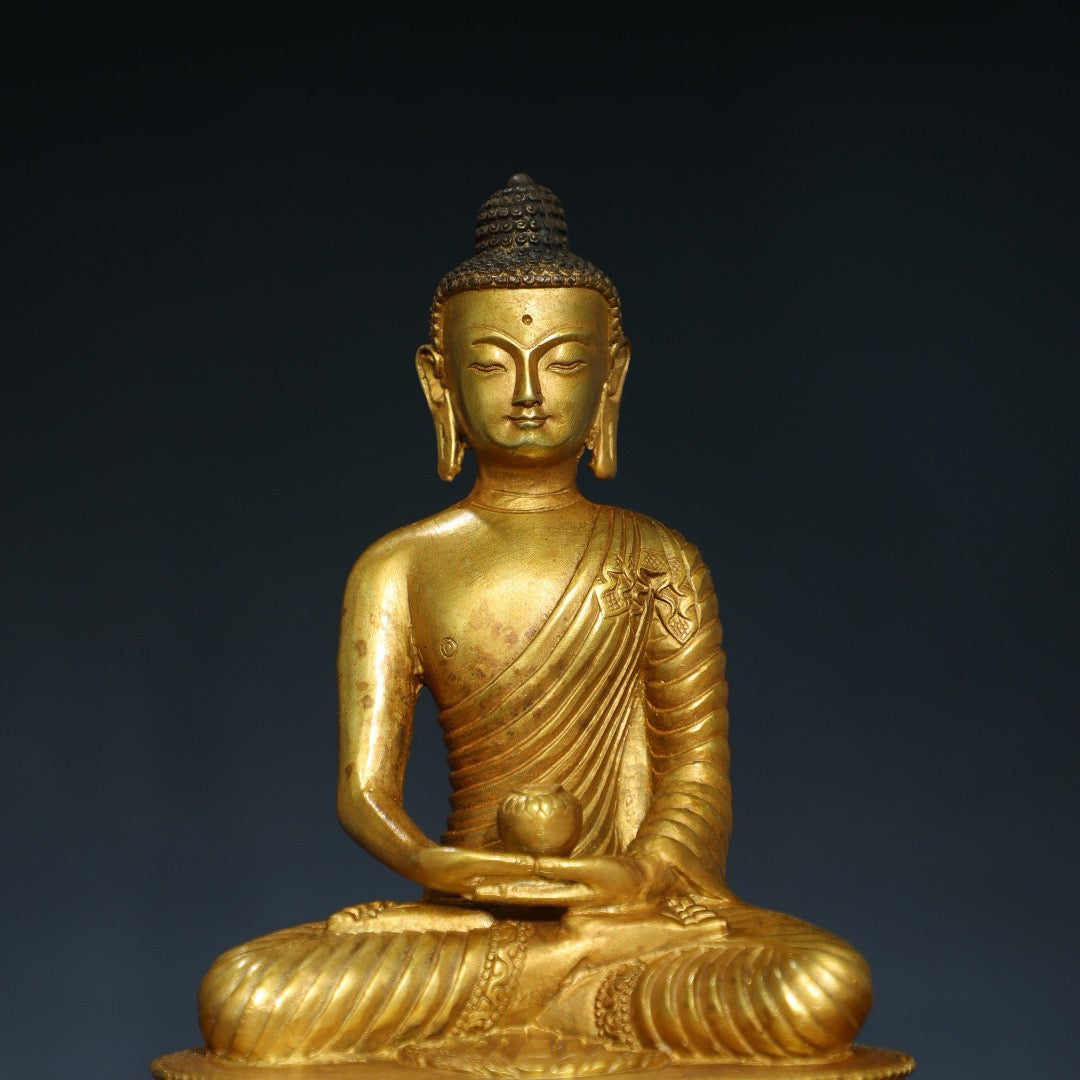 Chinese antique pure copper statue of Shakyamuni Buddha