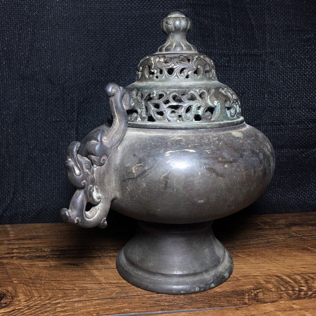 Chinese antique pure copper incense burner