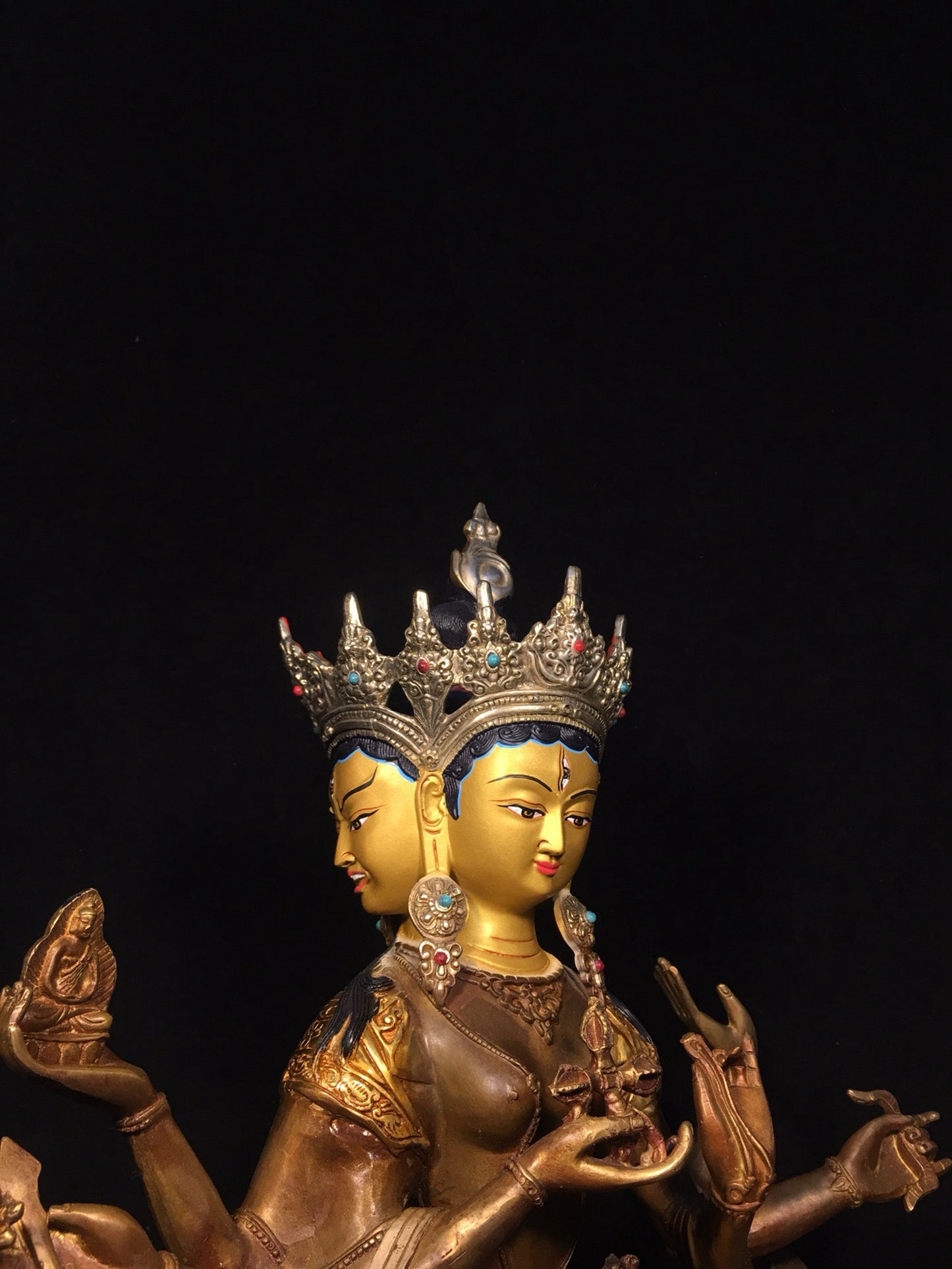 Bronze gilded statue of venerable Buddha Mother Buddha