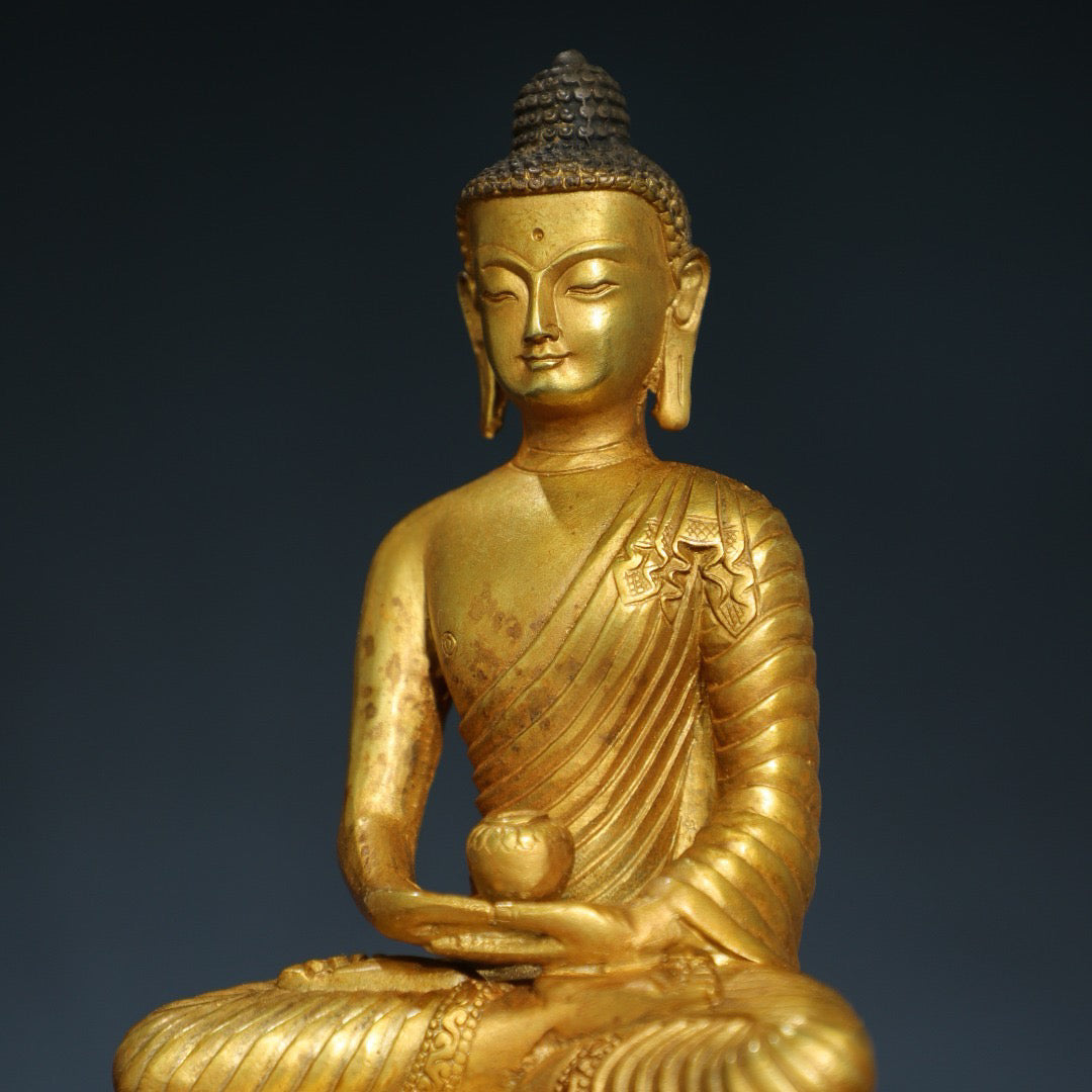 Chinese antique pure copper statue of Shakyamuni Buddha