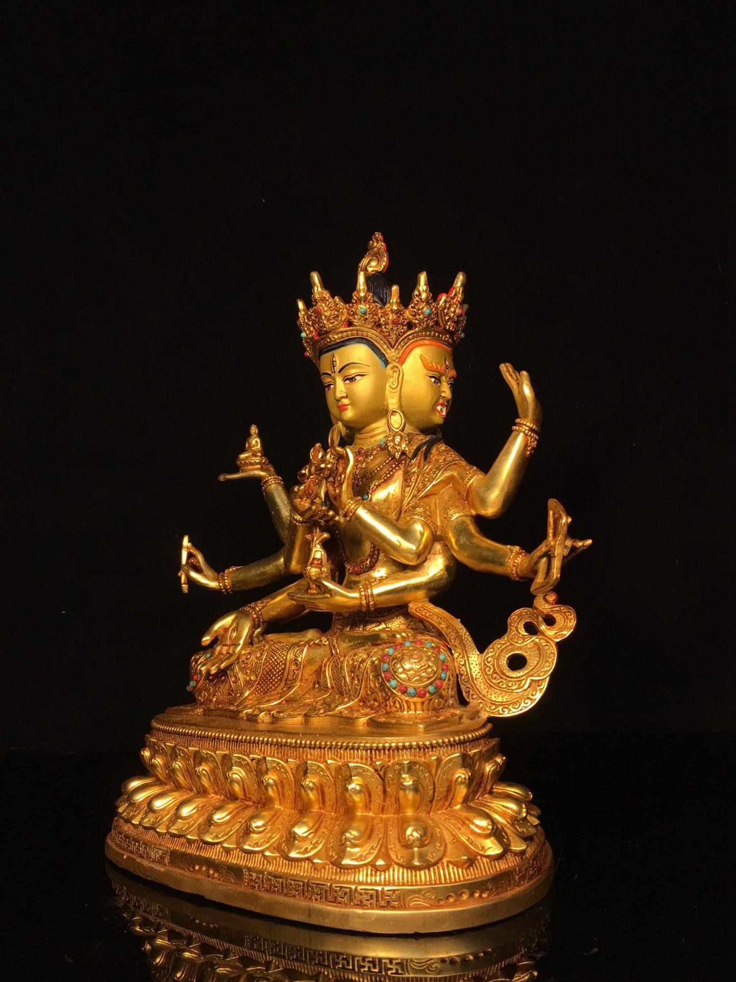 Bronze gilded painted face, revered Buddha Mother Buddha statue