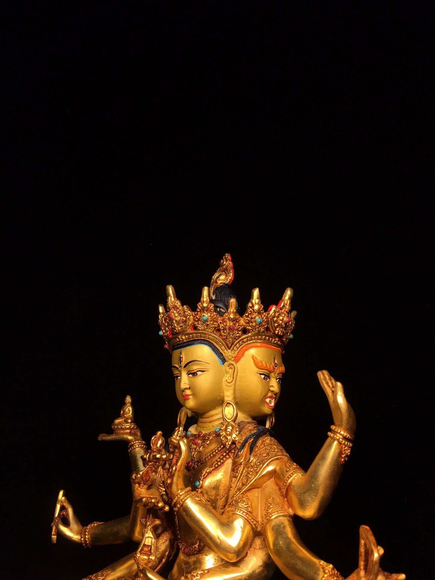 Bronze gilded painted face, revered Buddha Mother Buddha statue