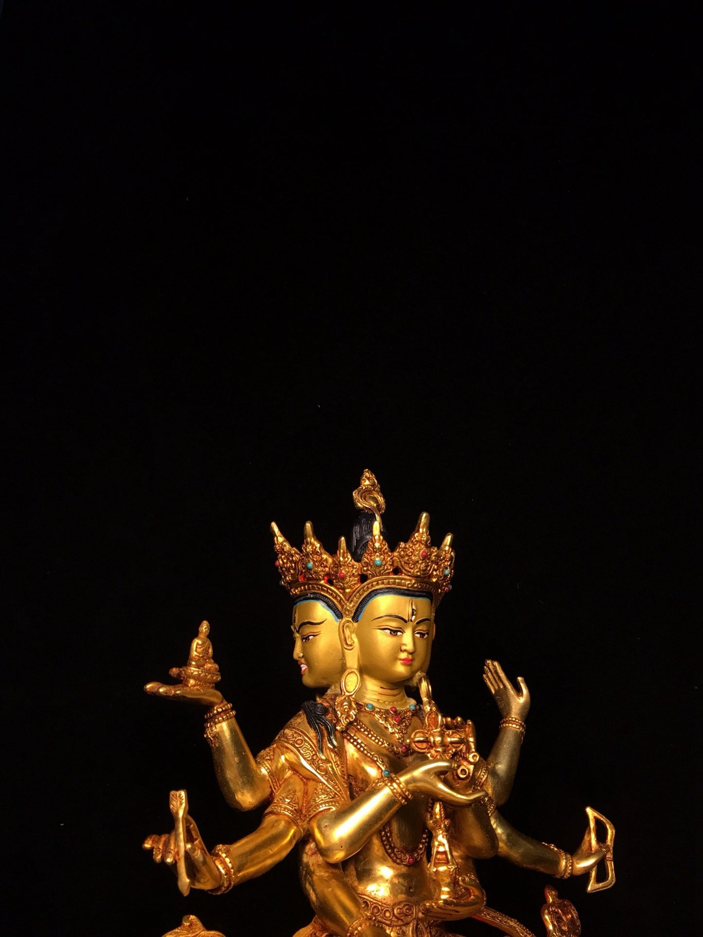 Bronze gilded painted face, revered Buddha Mother Buddha statue