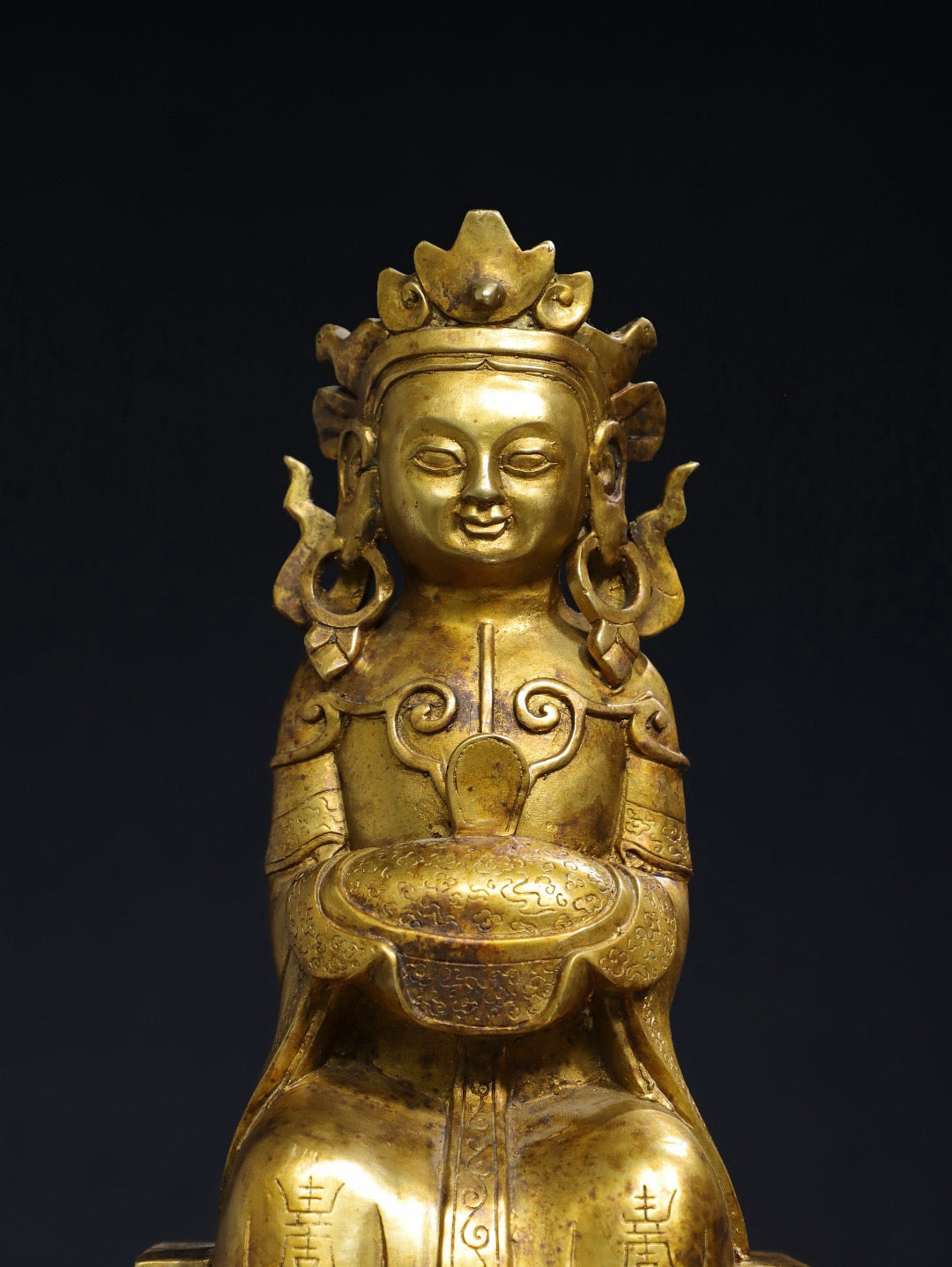 Chinese antique pure copper Guanyin Buddha statue