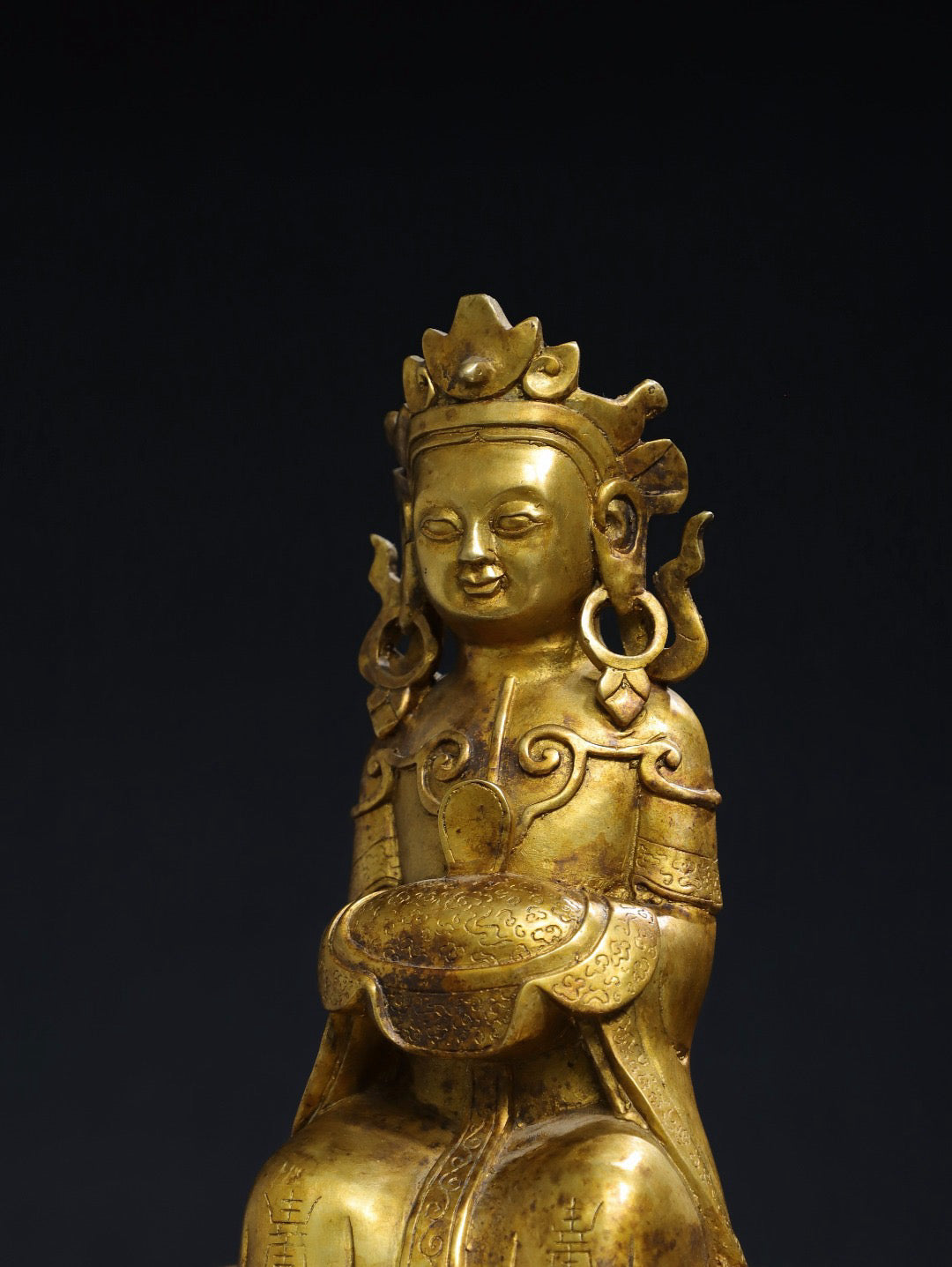 Chinese antique pure copper Guanyin Buddha statue