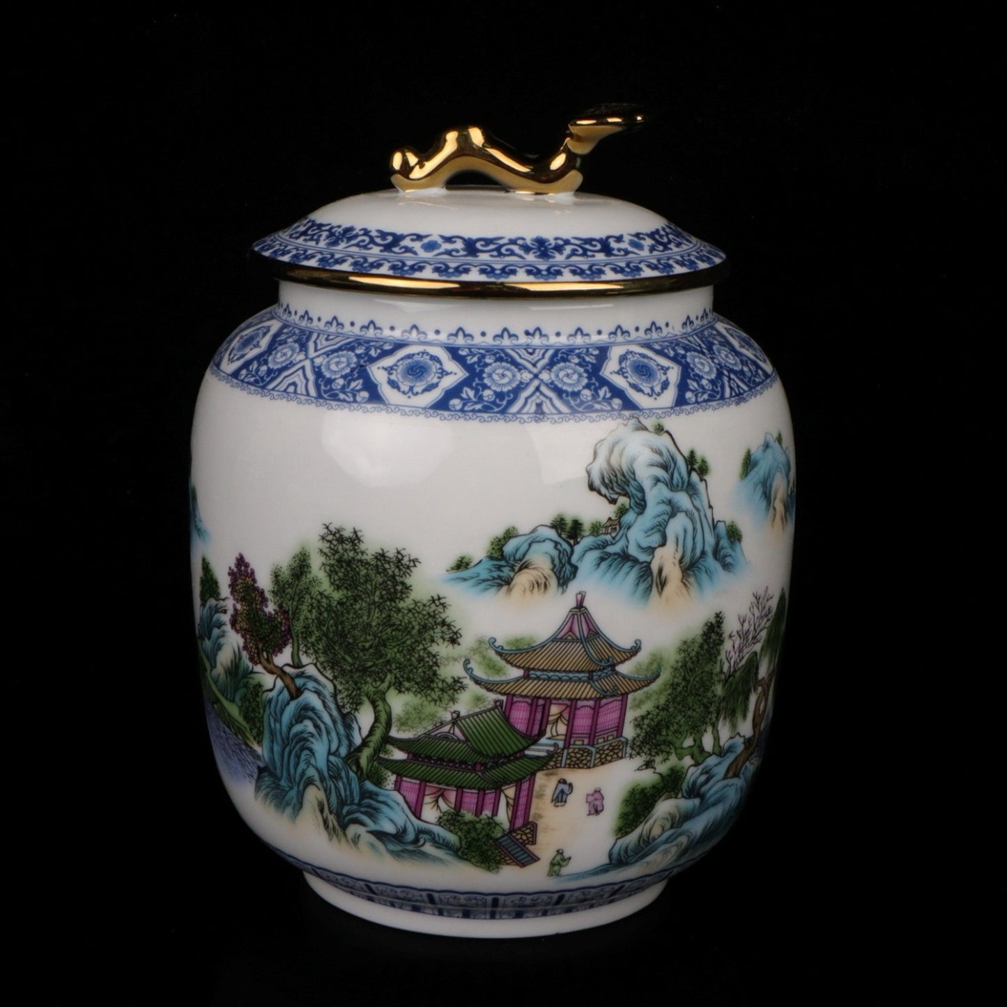 Pink Spring River and Autumn Rhyme Pattern Cover Jar