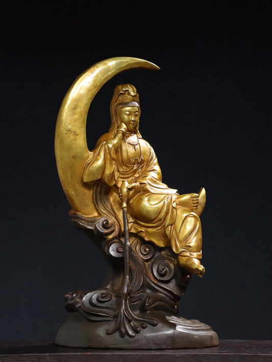 Chinese antique pure copper Guanyin Buddha statue