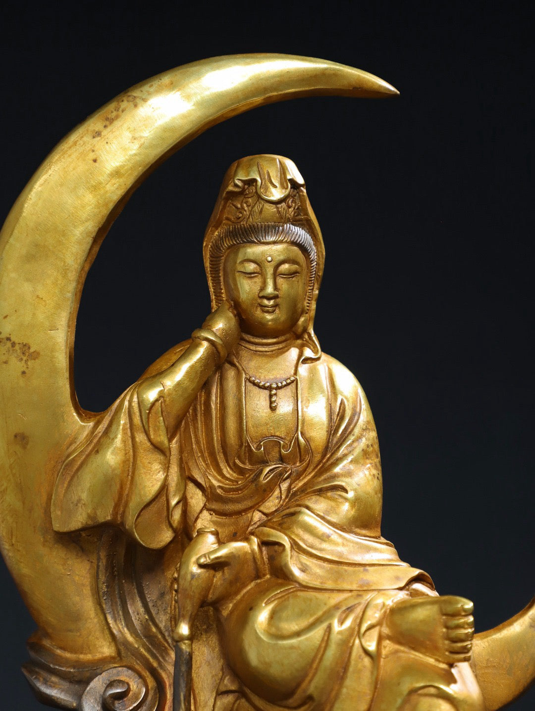 Chinese antique pure copper Guanyin Buddha statue