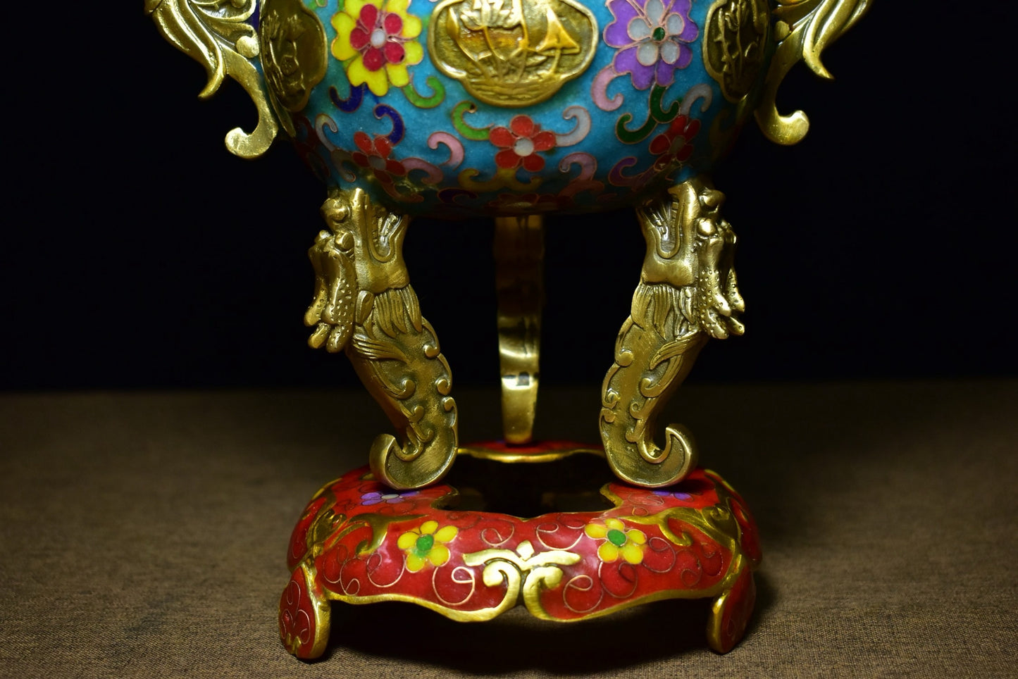 Brass tire cloisonn é money hole incense burner