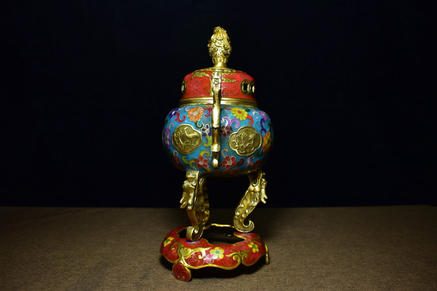 Brass tire cloisonn é money hole incense burner