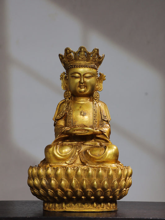 Chinese antique pure copper statue of Shakyamuni Buddha