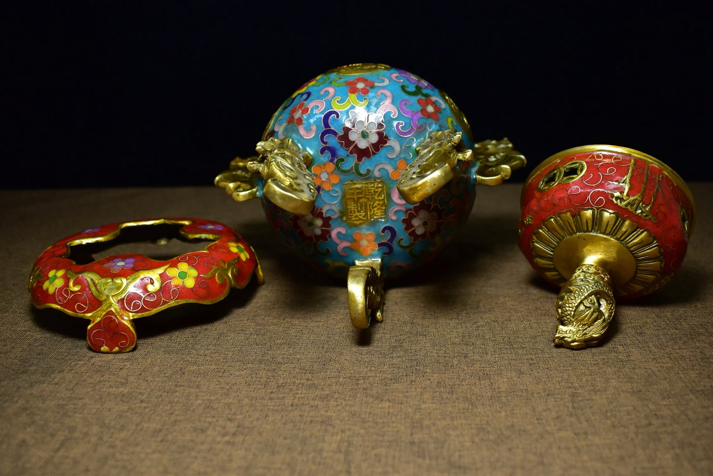 Brass tire cloisonn é money hole incense burner