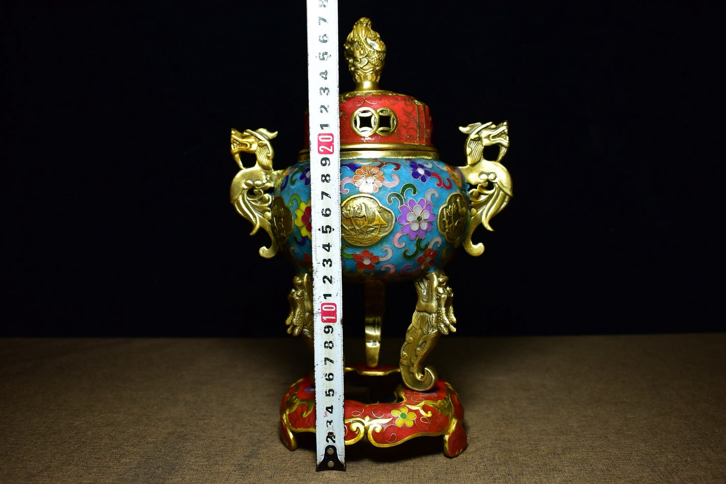 Brass tire cloisonn é money hole incense burner