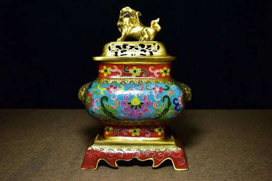 Brass tire cloisonn é rectangular fumigation furnace