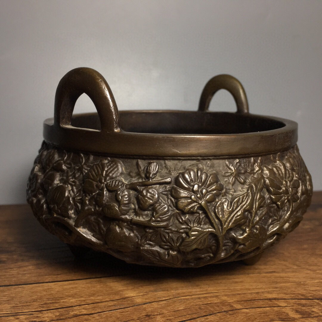 Chinese antique pure copper incense burner