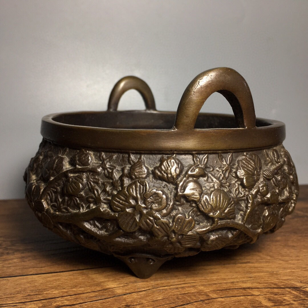 Chinese antique pure copper incense burner
