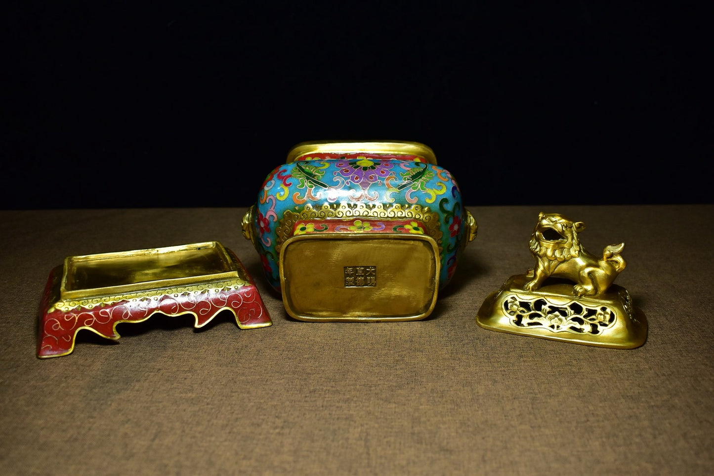 Brass tire cloisonn é rectangular fumigation furnace