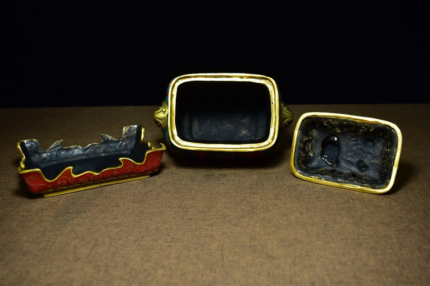 Brass tire cloisonn é rectangular fumigation furnace