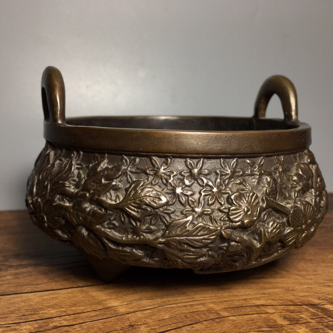 Chinese antique pure copper incense burner
