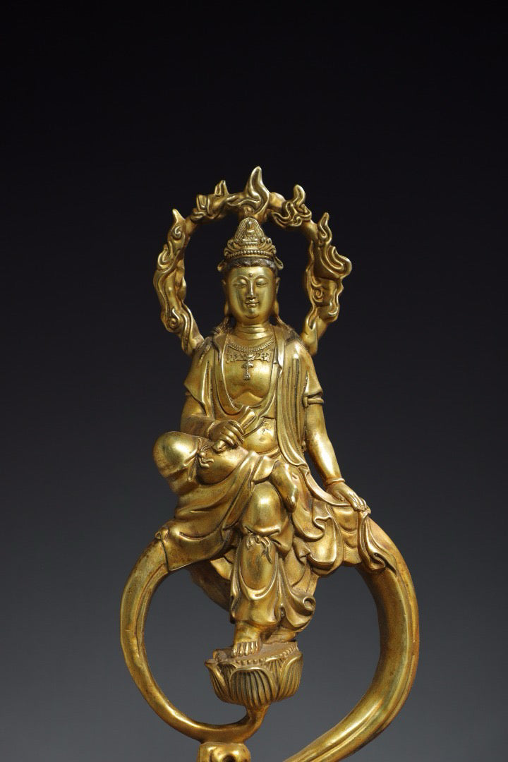 Chinese antique pure copper Guanyin Buddha statue