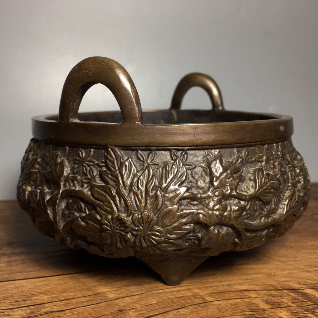 Chinese antique pure copper incense burner