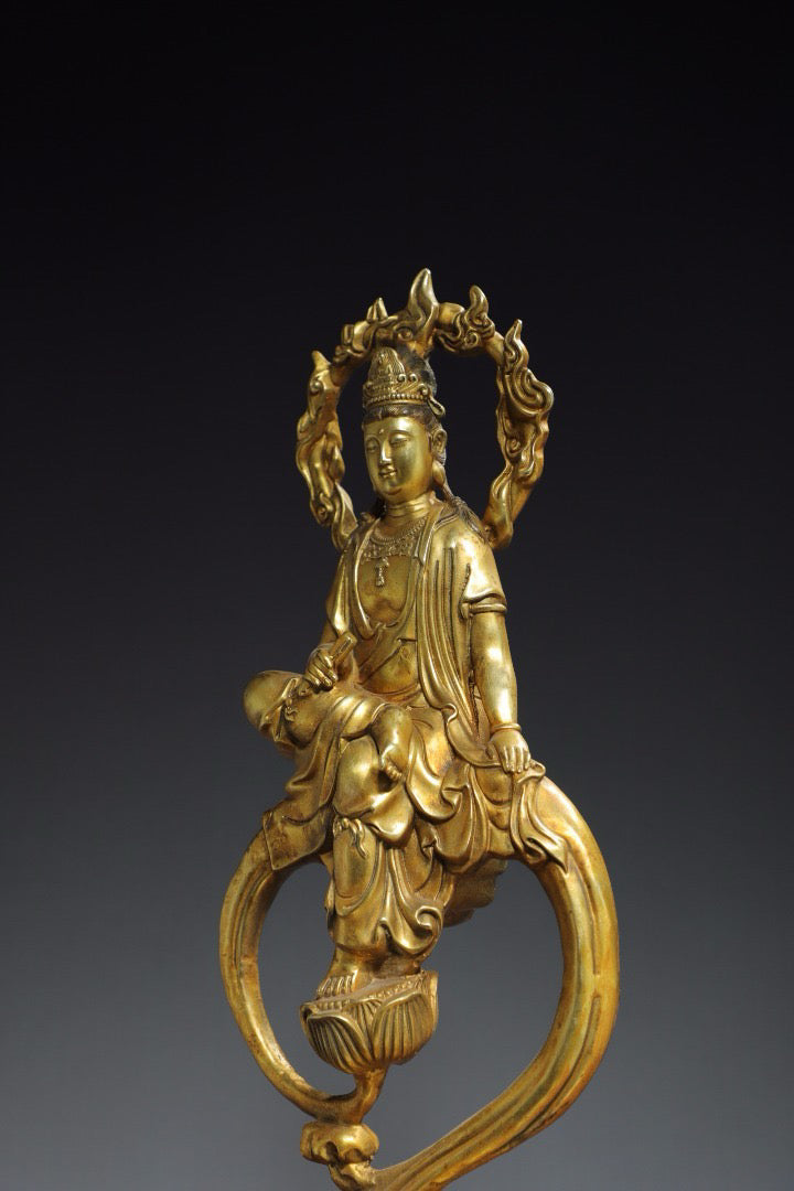 Chinese antique pure copper Guanyin Buddha statue