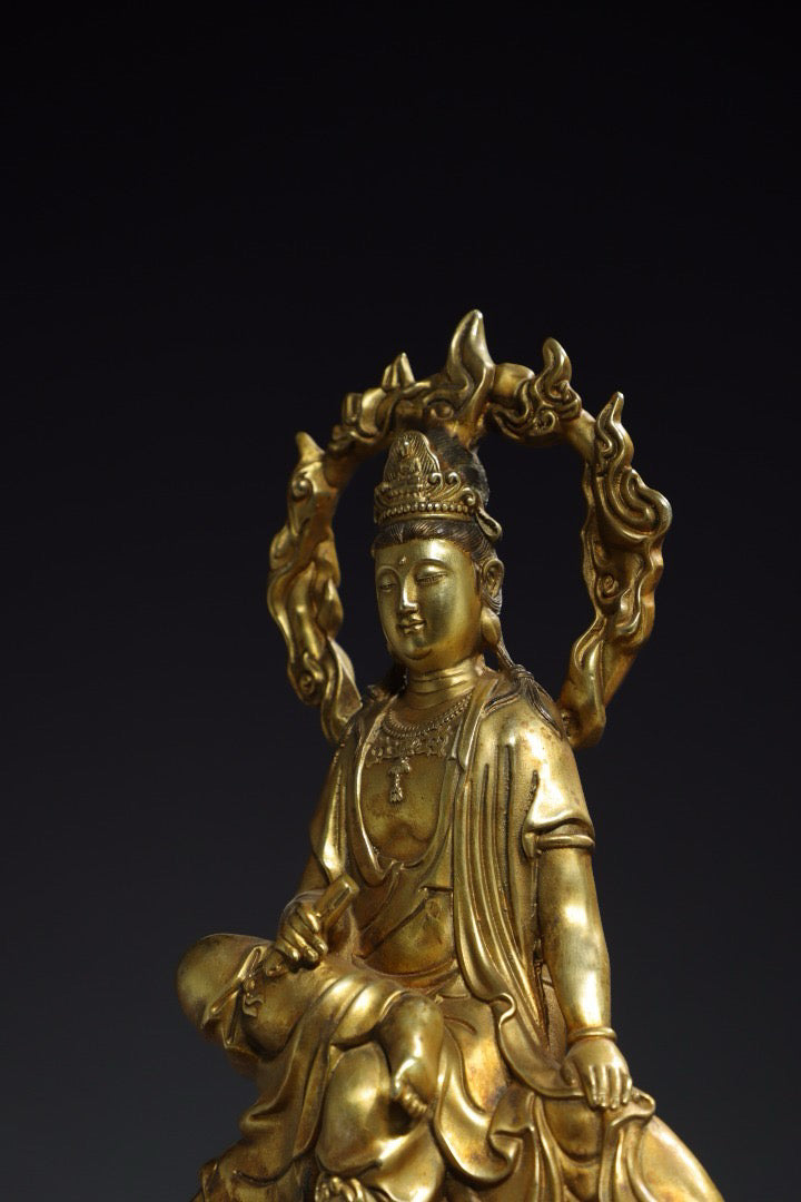Chinese antique pure copper Guanyin Buddha statue