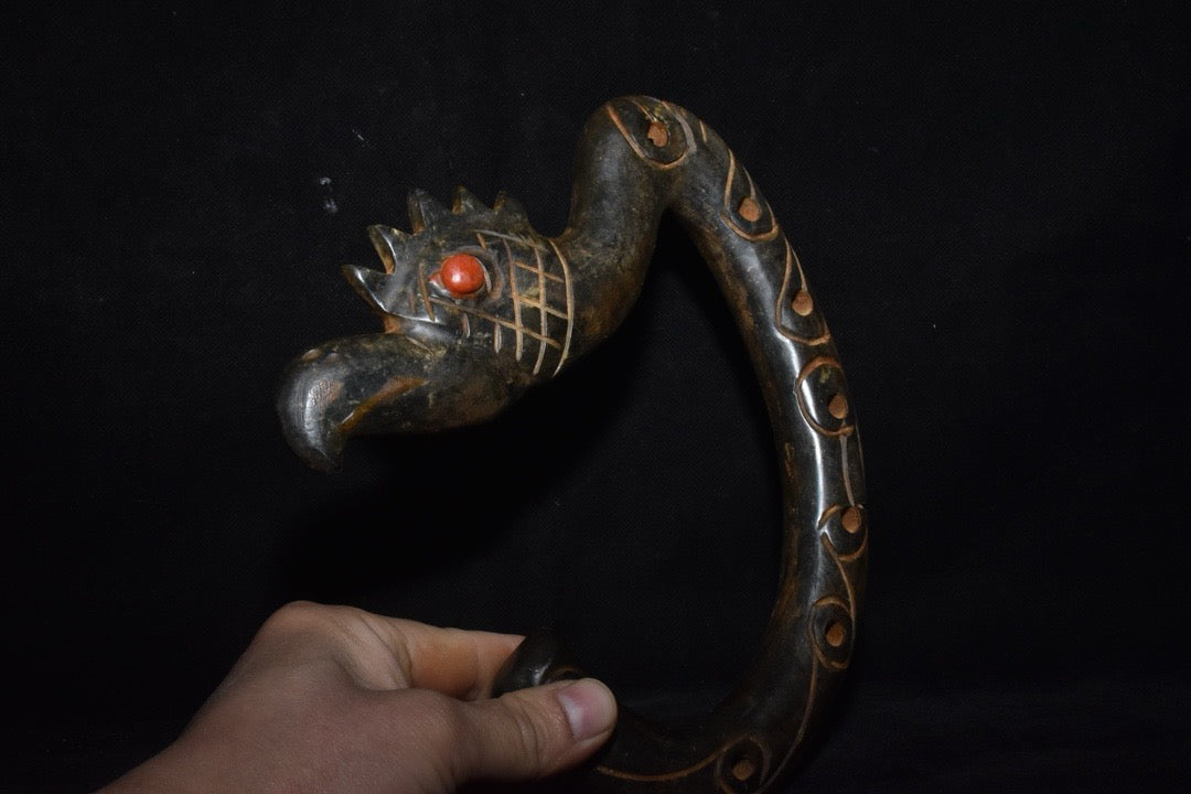 Chinese Antique Old Jade Transforming Dragon