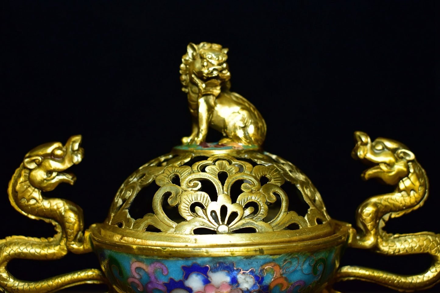 Brass tire cloisonn é two dragon ear fumigation furnace