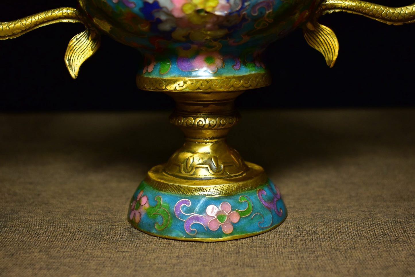 Brass tire cloisonn é two dragon ear fumigation furnace