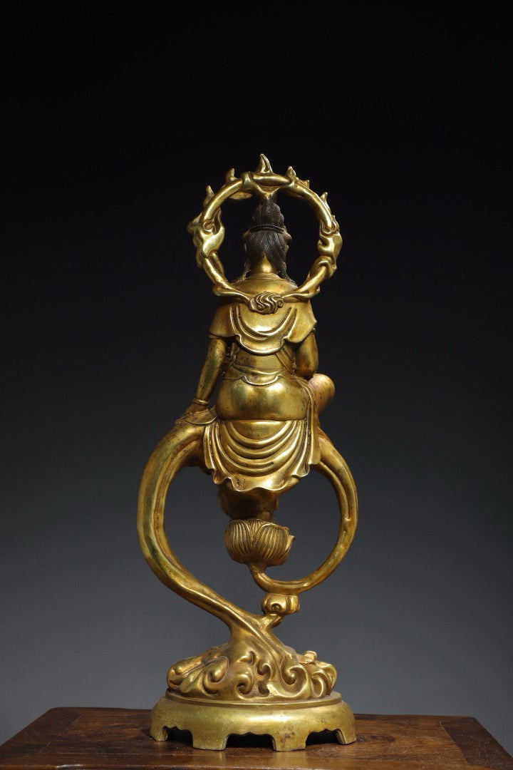 Chinese antique pure copper Guanyin Buddha statue