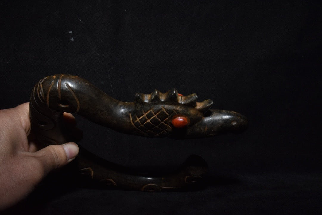 Chinese Antique Old Jade Transforming Dragon