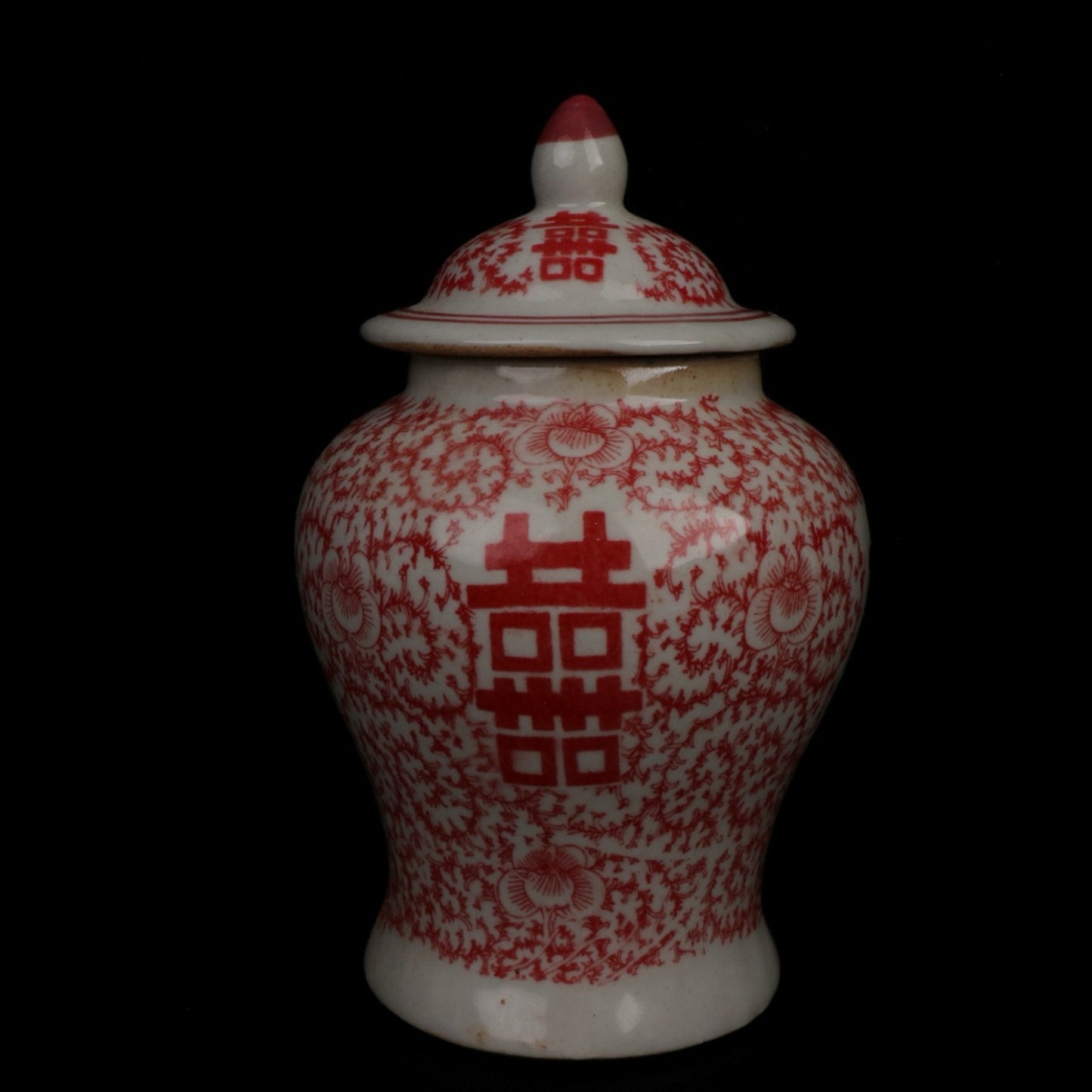 Glazed Red Joy Letter Little General Jar