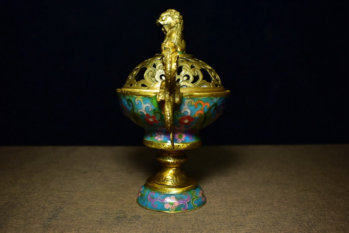 Brass tire cloisonn é two dragon ear fumigation furnace