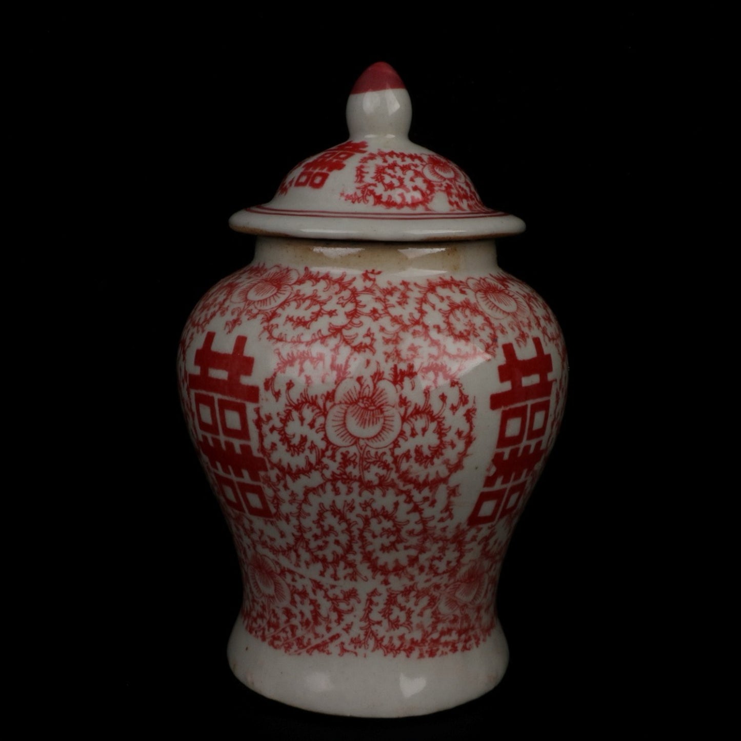 Glazed Red Joy Letter Little General Jar
