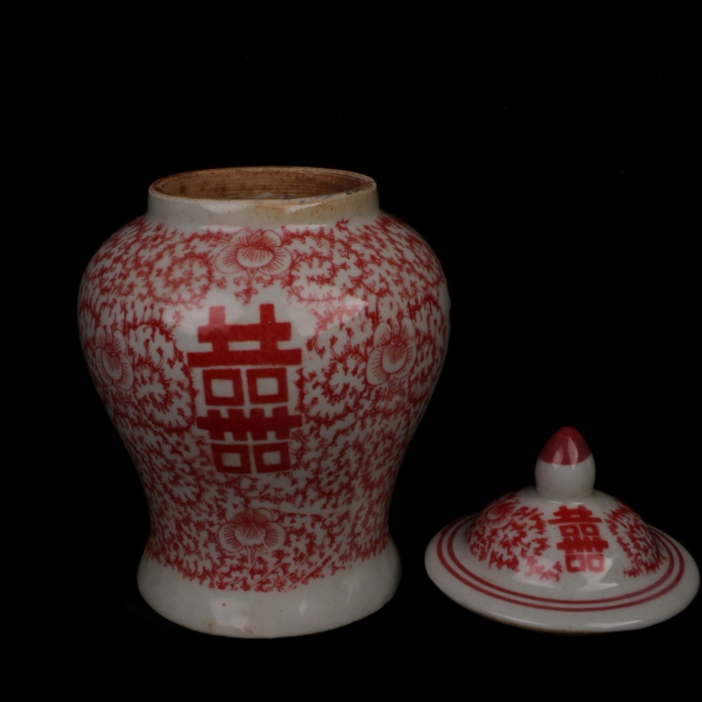 Glazed Red Joy Letter Little General Jar