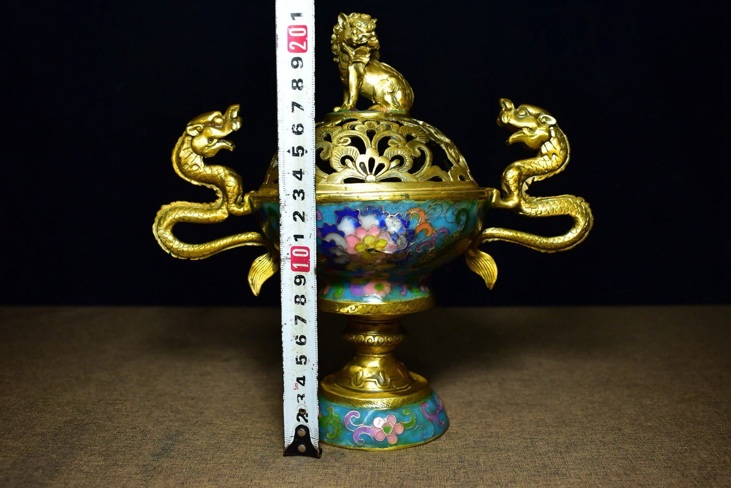 Brass tire cloisonn é two dragon ear fumigation furnace